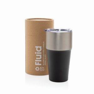 Mug 500ml en acier recyclé certifié RCS Fluid noir personnalisable