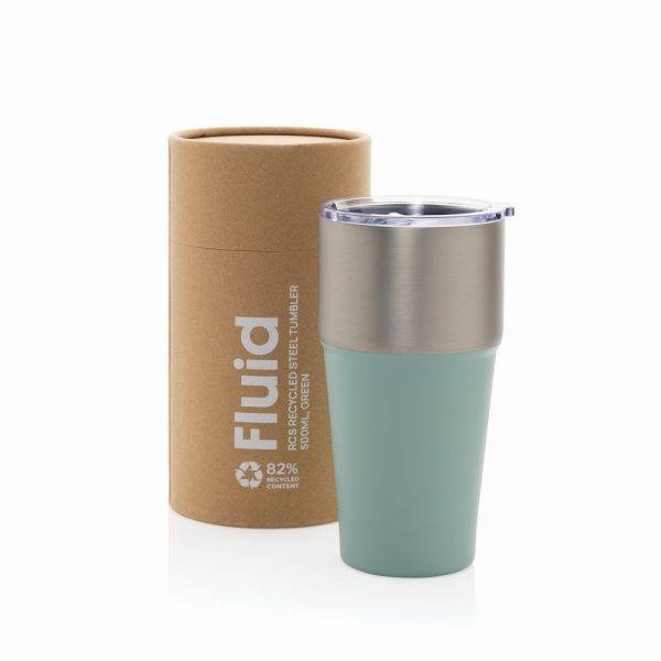 Mug 500ml en acier recyclé certifié RCS Fluid vert personnalisable