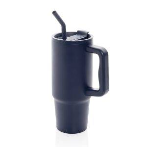 Mug 900ml en acier inoxydable recyclé Embrace RCS bleu personnalisable – réf. P437.3025