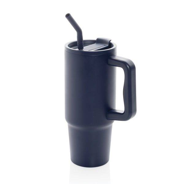 Mug 900ml en acier inoxydable recyclé Embrace RCS bleu personnalisable – réf. P437.3025