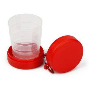 Mug de voyage pliable 220 ml avec mousqueton rouge personnalisable