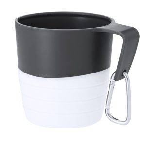 Mug de voyage pliable 340 ml avec mousqueton blanc personnalisable