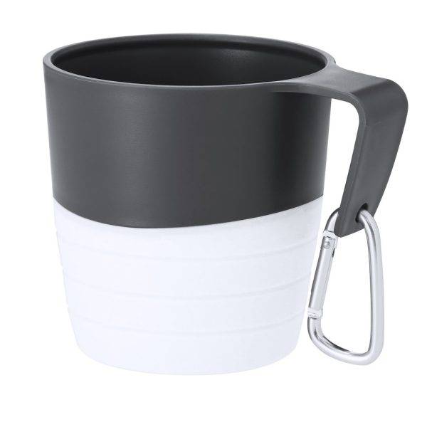 Mug de voyage pliable 340 ml avec mousqueton blanc personnalisable