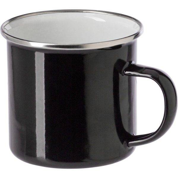 Mug émaillé 350 ml noir personnalisable avec logo