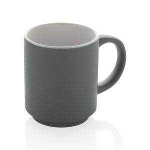 Mug empilable 180ml en céramique gris personnalisable avec logo