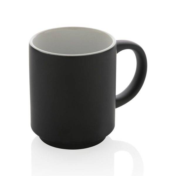 Mug empilable 180ml en céramique noir personnalisable avec logo