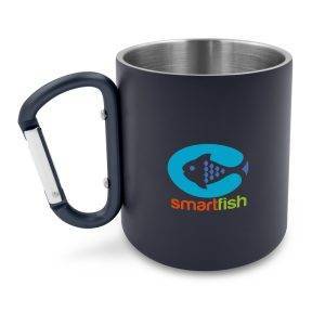 Mug en acier inoxydable 280 ml avec mousqueton | Pari personnalisable – réf. V1405-04