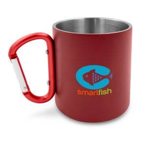 Mug en acier inoxydable 280 ml avec mousqueton | Pari personnalisable – réf. V1405-05