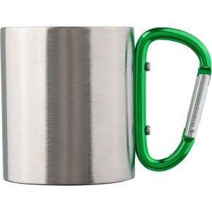 Mug en métal 185 ml avec mousqueton vert personnalisable avec logo