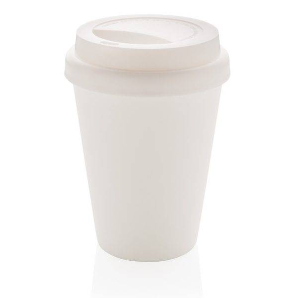 Mug en PP recyclable à double paroi 300ml blanc personnalisable