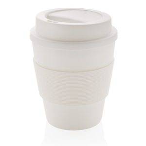 Mug en PP recyclable avec couvercle à vis 350ml blanc personnalisable