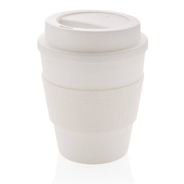 Mug en PP recyclable avec couvercle à vis 350ml blanc personnalisable