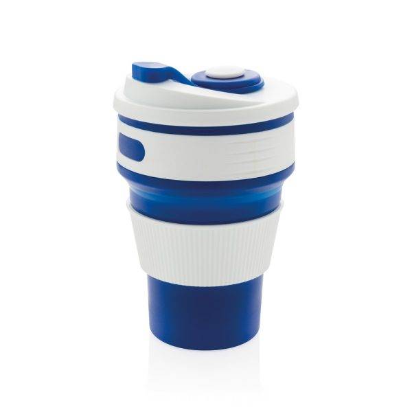 Mug en silicone pliable bleu personnalisable avec logo
