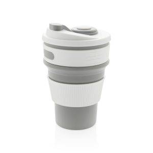 Mug en silicone pliable gris personnalisable avec logo