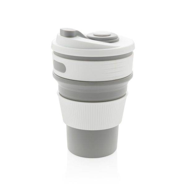 Mug en silicone pliable gris personnalisable avec logo