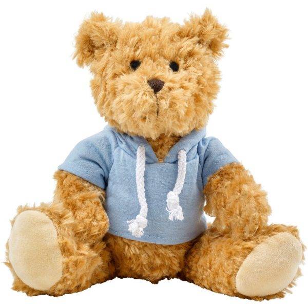 Ours en peluche à capuche bleu clair personnalisable avec logo