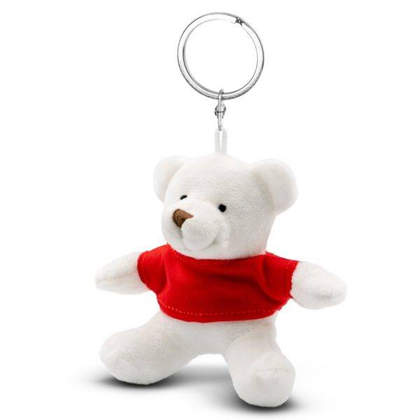 Ours, porte-clés Davis blanc personnalisable avec logo