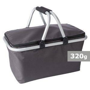 Panier à provisions pliable, cooler gris personnalisable avec logo