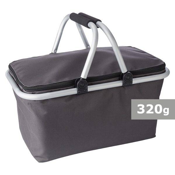 Panier à provisions pliable, cooler gris personnalisable avec logo