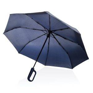 Parapluie 21'' avec mousqueton en rPET AWARE Yara bleu personnalisable