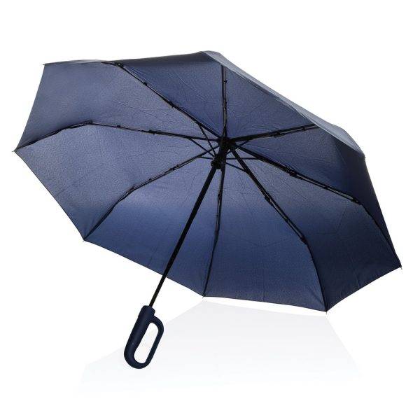 Parapluie 21'' avec mousqueton en rPET AWARE Yara bleu personnalisable