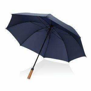 Parapluie 30" en rPET Aware et poignée en acacias bleu personnalisable