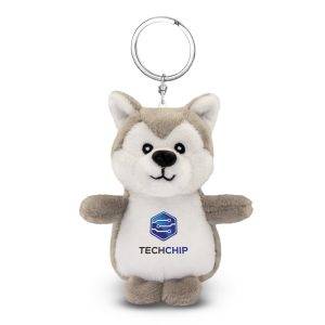 Peluche loup, porte-clés | Wolfie gris personnalisable avec logo