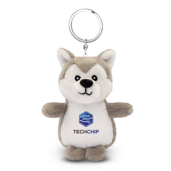 Peluche loup, porte-clés | Wolfie gris personnalisable avec logo