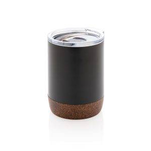 Petite tasse à café en liège et acier recyclé RCS noir personnalisable