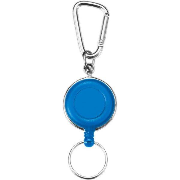 Porte-badge, cordon rétractable env. 60 cm bleu personnalisable