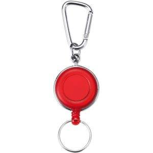 Porte-badge, cordon rétractable env. 60 cm rouge personnalisable