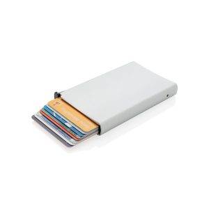 Porte cartes anti-RFID en aluminium argent personnalisable avec logo