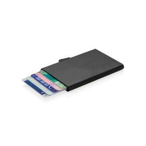 Porte-cartes en aluminium anti RFID C-Secure noir personnalisable