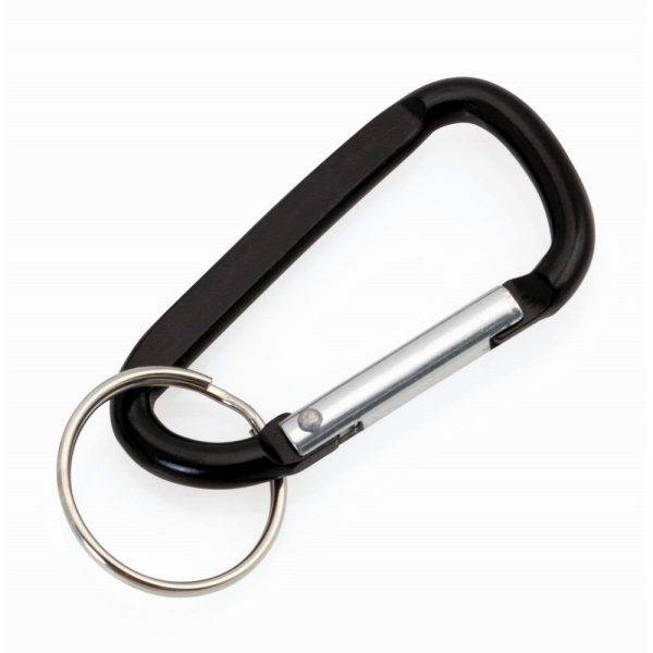 Porte-clé mousqueton noir personnalisable avec logo