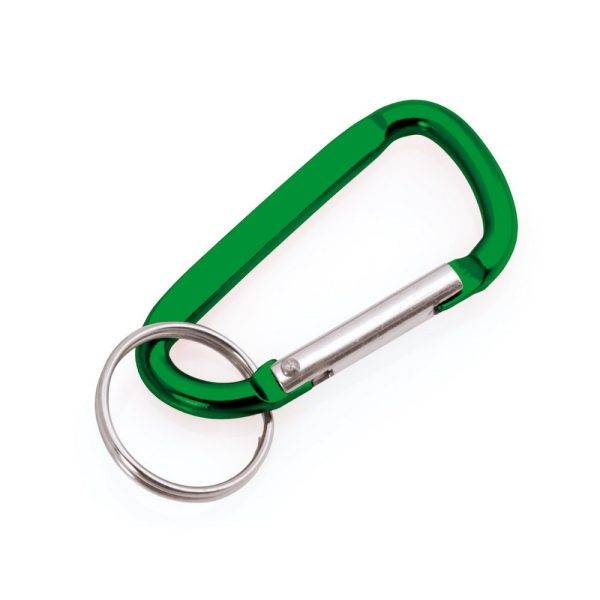 Porte-clé mousqueton vert personnalisable avec logo