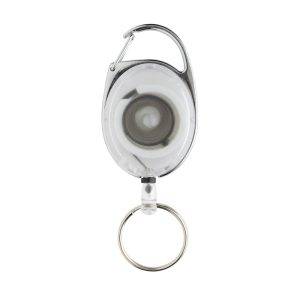 Porte-clés à clip extensible en ABS recyclé RCS blanc personnalisable