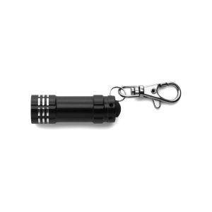 Porte-clés avec mousqueton, 3 LED noir personnalisable avec logo