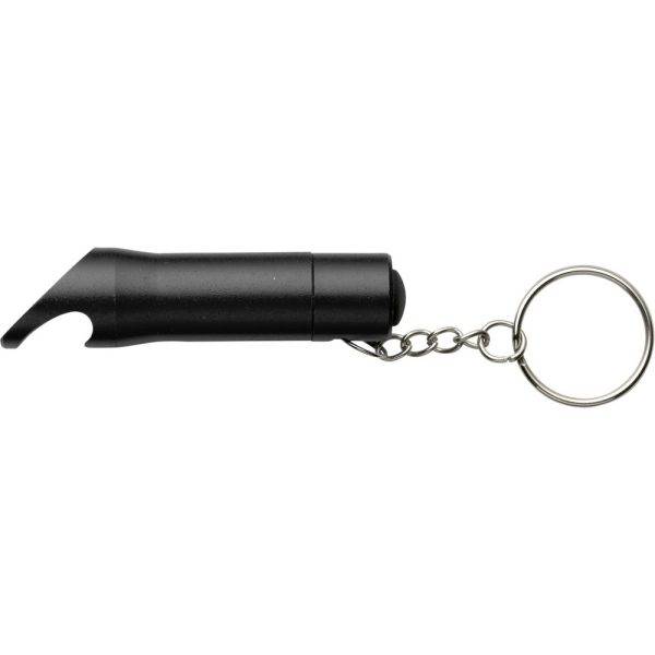 Porte-clés avec ouvre-bouteilles et lumière LED noir personnalisable
