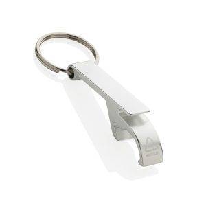 Porte-clés décapsuleur en aluminium recyclé RCS argent personnalisable