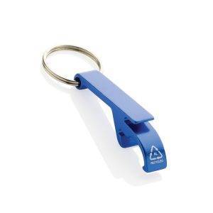Porte-clés décapsuleur en aluminium recyclé RCS bleu personnalisable