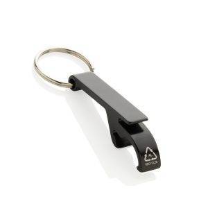 Porte-clés décapsuleur en aluminium recyclé RCS noir personnalisable