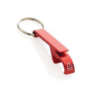 Porte-clés décapsuleur en aluminium recyclé RCS rouge personnalisable