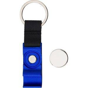 Porte-clés, décapsuleur et pièce de panier bleu personnalisable