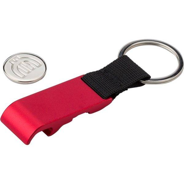 Porte-clés, décapsuleur et pièce de panier rouge personnalisable