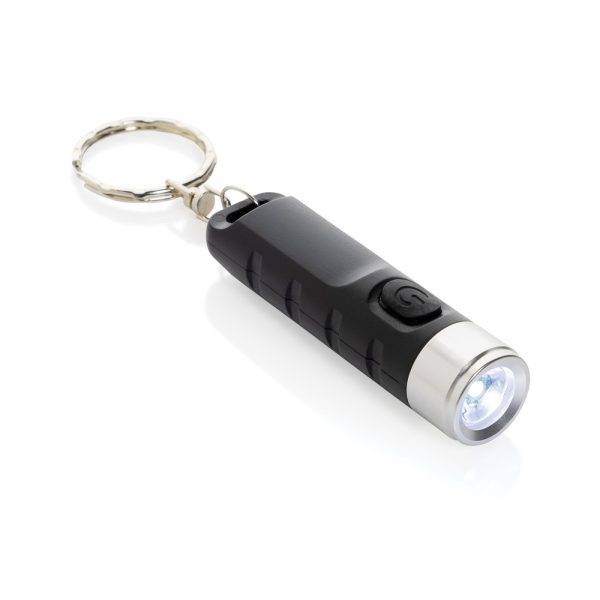 Porte-clés lampe torche charge USB en plastique RCS personnalisable