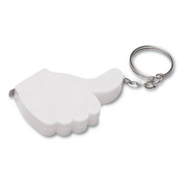 Porte-clés "like it", mètre-ruban 1m blanc personnalisable avec logo