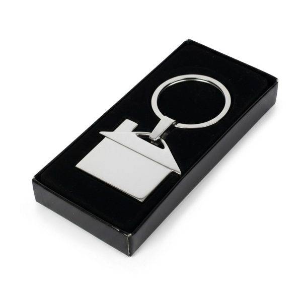 Porte-clés 'maison' Alice argent personnalisable avec logo
