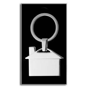 Porte-clés 'maison' argent personnalisable avec logo – réf. V2084/A-32