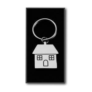 Porte-clés 'maison' argent personnalisable avec logo