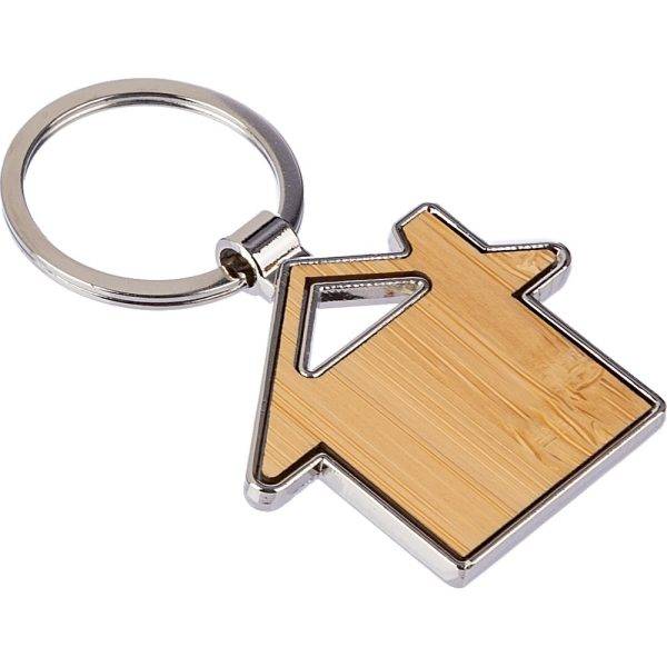 Porte-clés "maison" brun personnalisable avec logo